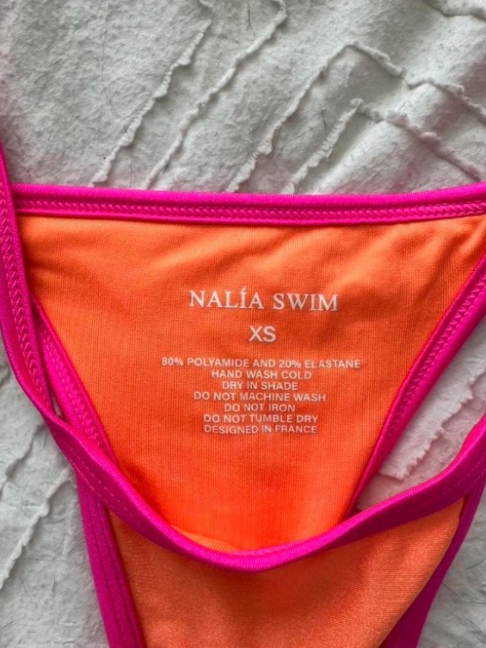Neon Orange & Hot Pink Triangle Bikini Set - Picture 3 of 3